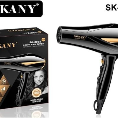 مجفف شعر سوكاني SK-3855 بقوة 2400 واط، أسود/ذهبي
