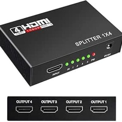 موزع HDMI 1&times;4 مع اصدار 1.4 HD عالي الدقة 1080 بيكسل من مايكرووير