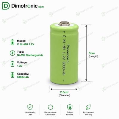Lithium battery panasonic Ni-MH 1.2V 6000mAh - 57.74g