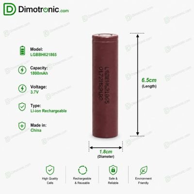 Lithium battery 18650 LG 3.7V 1800mAh - 43.77g