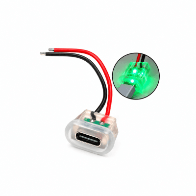 USB Type-C Female Panel Mount Socket Waterproof with LED IP67