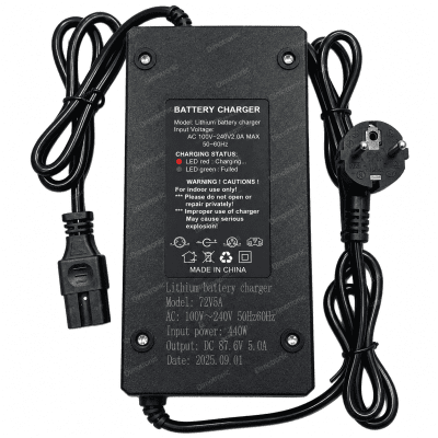 72V 5A Lithium Battery Charger &ndash; 87.6V DC Output, 440W
