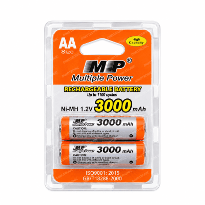 2xAA MP-3000mAh Ni-MH 1.2V Rechargeable Batteries