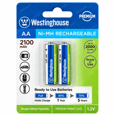 2xAA Westinghouse-2100mAh Ni-MH 1.2V Rechargeable Batteries
