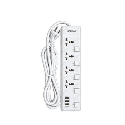HERSHMAN High Watt Heavy Duty Extension Socket (Model: v-717) (Specs: 4 Outlets & 3 USB - 16a - 250v - 3000w - 3m)